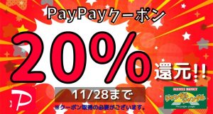 28日まで🎈ペイペイクーポン 20％還元!!🎈